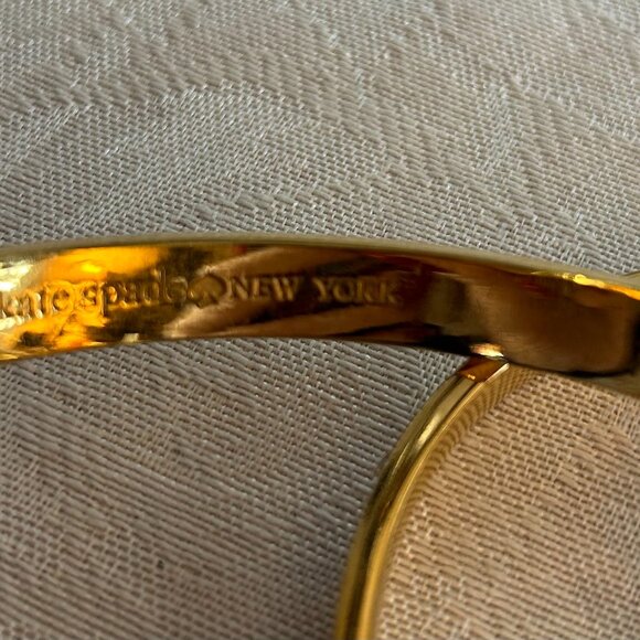 Kate Spade Gold/Enameled Bangle Bracelets (2) white/gold and Black/Gold - Picture 2 of 3